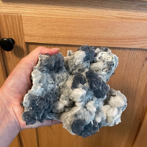 HUGE Blue fluorite on milky quartz cluster formation from Inner Mongolia, China - Picture 3 of 11